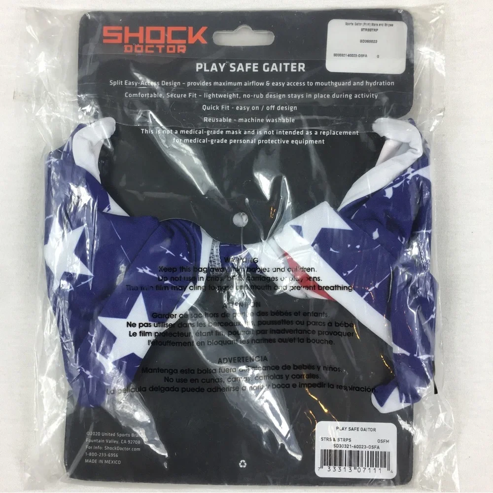 Shock Doctor Play safe Adult Cold Weather Neck gaiter Face Cover American flag